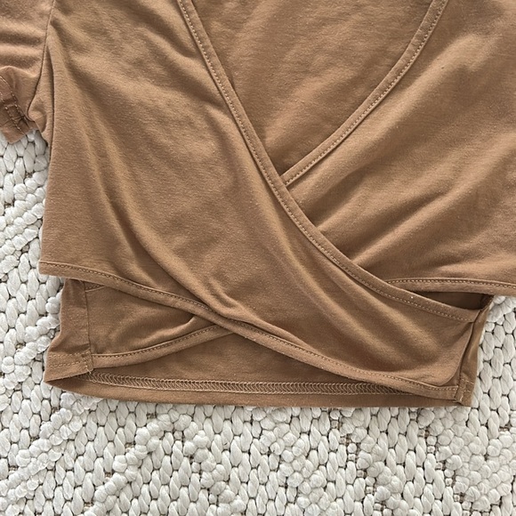 SHEIN SXY Wrap-Style Tan Crop Top | Crop Top | Wrap Style Crop Top | Tan - Picture 2 of 4